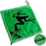 Frogger Amphibian Golf Towel with Wet and Dry Technology, Green - Golf Bag Accessory for Men and Women with Carabiner Clip