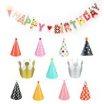 ZYNERY 12pcs Party Hats,Birthday Party Cone Hats Mini Paper Party Hats Birthday Hats Cake Cone Birthday Paper Hats for Boys Girls Birthday Party