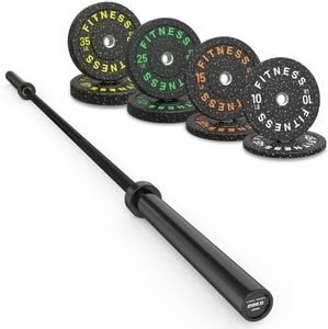 HANDBODE Olympic Barbell Set, 170 LB Bumper Plates & 45 LB Black Barbell
