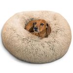 Best Friends by Sheri The Original Calming Donut Cat and Dog Bed in Shag Fur Taupe, Small 23x23