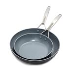 GreenPan Paris Pro Hard Anodized Healthy Ceramic Nonstick, 8" and 10" Frying pan Skillet Set, PFAS-Free, Dishwasher Safe, Grey