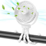 NetHong Octopus Pram Fan buggy fan, clip on fan for pram pushchair fan, with 3 Speeds and Rotatable Handheld Personal Fan for Car Seat Crib Bike Treadmill, Travel Holiday Essentials, White (ZFS005_2)