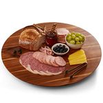 TIDITA 21" Acacia Lazy Susan Turntable for Table - Wooden Charcuterie Boards Cheese Board - Extra Large Lazy Susan Organizer - Kitchen Turntable for Cabinet, Pantry, Countertop (Acacia Wood)