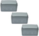 SuperInk ABS Plastic Junction Box, Dustproof Waterproof IP66 Electrical Junction Boxes,Universal Project Enclosure Grey fit 20mm Cable Gland for Outdoor 7 1/8" x 4 1/2 "x 4" inch（181x111x100 mm）,3PK