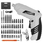 MQUPIN 47 Pieces Electric Screwdriver Cordless Drill 180°Adjustable with Rechargeable Battery & LED Light for Home & Office DIY