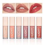 Light Lipgloss 6PCS Lip Gloss Set,Nude Pink Lip Gloss Kit Shine Glossy and Moisturizing,Lip Plumping Lip Gloss Pack Bulk Liquid Lipstick for Women Girls-Set B