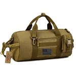 ArcEnCiel Tactical Duffle Bag Men Gym Pack Military Molle Shoulder Bags Shoes Storage Sports Handbag with Patch (Coyote Brown)