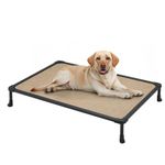 Veehoo Cooling Outdoor Elevated Dog Bed - Chewproof Raised Dog Cots Bed for Large Dogs, Washable Pet Platform with Non-Slip Feet for Indoor and Outdoor, 107 x 76 cm, Beige Coffee