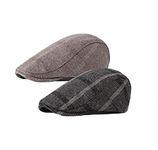 Goodern 2Pack Newsboy Hats for Men Flat Cap Adjustable Unisex Cotton Newsboy Cap Fashion Men's Classic Newsboy Ivy Hat Baseball Cap Flat Ivy Gatsby Driving Berets Hat Cabbie Hat for Outdoor Daily Use,