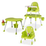 LuvLap 4 in 1 Convertible Baby High Chair with 3 point Safety belts, High Chair, Low Chair, Booster Chair and Table for baby, Removable & washable food tray 6 months+ (Green)