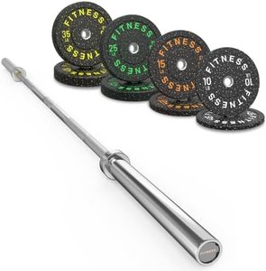 HANDBODE Olympic Barbell Set, 170 LB Bumper Plates & 45 LB Silver Barbell