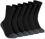 Timberland Men's Comfort Crew Socks, Arch Support, Padded Cushion, Moisture Control, Assorted 6 Pack (Size 7-12), Black, 7-12