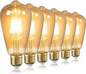 DiCUNO LED Edison Bulb, Vintage Light Bulb, E27 LED Bulb 6W (60 Watt Equivalent), Retro Amber Warm Glass, 600LM, Warm White 2200K, Non-dimmable, 6-Pack