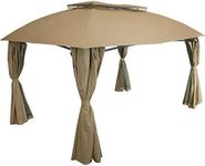 Sunnydaze 10 x 13 Foot Soft-Top Patio Gazebo with Screens and Privacy Walls - Great for Backyard, Garden or Deck - Tan