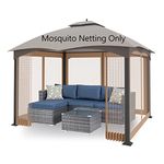 Tanxianzhe 10'x10' Gazebo Replacement Mosquito Netting 4-Panel Patio Screen Walls with Zipper (Khaki)