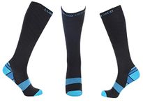 Lumino Cielo Athletic Fit Graduated Compression Socks, Knee Length for Marathon Runners, Varicose Veins, Leg Pain, Calf Pain (S/M, Black and Blue)