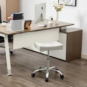 FIRAVOE Adjustable Drafting Stools 17-21 inch (Saddle Shaped Seat) (300lbs Capacity) Office Stool with Wheels (Gray)