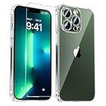 SMARTDEVIL Clear Case for iPhone 13 Pro[Crystal Clear Shock-Absorption Bumper][with Tempered Glass Screen Protector],Transparent Soft Shockproof Cover, Slim Anti-Scratch for iPhone 13 Pro(6.1"