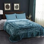 JML Fleece Blanket King Size, Heavy Korean Mink Blanket 85 X 95 Inches- 9 Lbs, Single Ply, Soft and Warm, Thick Raschel Printed Mink Blanket for Autumn,Winter,Bed,Home,Gifts, (Teal)