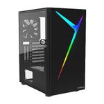 GAMDIAS ATX Mid Tower Gaming Computer PC Case with Tempered Glass Swing Door, 1x 120mm ARGB Fan & Front Panel Sync with Motherboards, Vertical PCIE Slots for Your Graphic Cards (VGA/GPU)