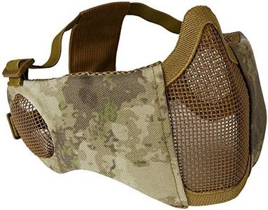 AOUTACC Airsoft Mesh Mask, Half Face Mesh Masks with Ear Protection for CS/Hunting/Paintball/Shooting (Mesh Ear, at)