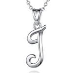 EUDORA Name Necklaces Sterling Silver Women Necklace Letters J Necklace Personalized Name Initial Necklace with 18inch O-Ring Chain