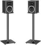 MOUNTUP Universal Speaker Stands Pair for Surround Sound, 31" Height Floor Speaker Stands, Holds Bookshelf Speaker Satellite Speaker Large Speaker, Up to 22LBS Cable Concealing 9.8" Plate Black MU9132