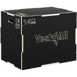 Yes4All 3 in 1 Non-Slip Wooden Plyo Box, Plyometric Box for Home Gym and Outdoor Workout 16" 14" 12" - Black