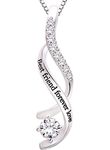 ALOV Jewelry Sterling Silver Best friend forever love Cubic Zirconia Pendant Necklace