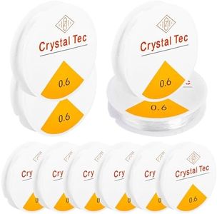 Prdingfy 0.6mm Elastic Crystal String,10 Rolls of Crystal String Clear Elastic Bead Cord for Stretchy r Bracelet, Beading and Jewelry Making (10 Rolls × 12m)