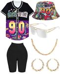 WILDPARTY 80s 90s Outfits Women, Unisex Rapper Costume Baseball Jersey T Shirt Yoga Pants Hip Hop Accessories