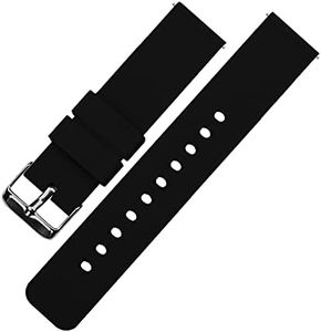 BARTON WATCH BANDS 16mm Black Soft Silicone Quick Release - Gunmetal Grey Buckle