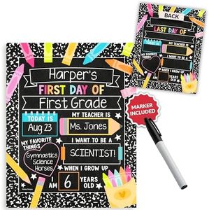 My Last Day of School Sign with Markers -11x14 Back to School Signs First and Last Day, Kindergarten Chalkboard Signs, Pre K Sign Board, Preschool Board, Reusable Photo Prop for Kids