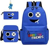 3Pcs Anime Game Rainbow Backpack Set with Keychain,17in 3D Printed Friend Cartoon Lunch Bag High Capacity Cartoon bag., A, 17in