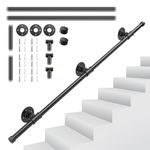 Stair Handrail, Non-Slip Handrails for Stairs, Safety Industrial Iron Pipe Wall Mounted Indoor Outdoor Hand Railing Suitable for The Elderly, Children and The Disabled, 1.2M