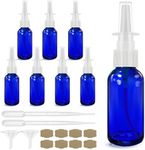 GIVAMEIHF Nasal Spray Bottle 8Pcs 1oz (30ml),Empty Nose Spray Bottle,Glass Nasal Spray Bottles with Funnel, Dropper,Label,Cobalt Blue Glass Press Spray Head Refillable Portable Fine Mist Travel Bottle