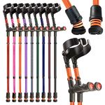 Flexyfoot Shock Absorbing Comfy Grip Double Adjustable Crutches - Improves Safety, Improves Grip, Reduces Shocks & Jarring – Pair - Orange