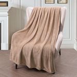 Exclusivo Mezcla Extra Large Fleece Throw Blanket for Couch, Sofa, 300GSM Super Soft and Warm Blankets, Camel Throw All Season Use, Cozy, Plush, Lightweight, 50x70 Inches