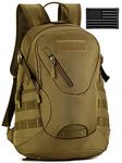 Protector Plus Tactical Motorcycle Backpack Small Military Cycling Pack Bug Out Bag (Patch Included), Brown