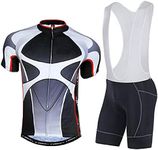 sponeed Men's Cycling Jersey and Bib Short Suit Bicycle Wear Padded Bike Tights, Gray, Small