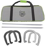 Champion Sports Elite Series Forged Steel Horseshoe Set, Black/Silver/Green