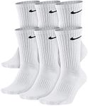 NIKE Unisex Performance Cushion Crew Socks with Bag (6 Pairs), White/Black, Medium