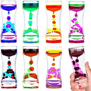OCTTN Liquid Motion Bubbler Timer Sensory Toy, 8 Pack Mix Colors Drip Water Oil Timer for Desktop Play Toys for Activity, Relaxing, Anxiety, Autism, ADHD Office Home