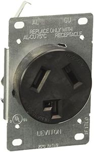 Leviton 5207-S10 30 Amp, 125/250 Volt, NEMA 10-30R, 3P, 3W, Flush MTG Receptacle, Straight Blade, Industrial Grade, Non-grounding, AL-CU, Side Wired, Steel Strap-Black, No Size