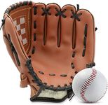 Baseball Glove,Baseball Softball Mitt with Ball for Kids Youth Adults Training and Beginner,Right Hand Throw,Left Hand Glove (Brown, 12.5in)