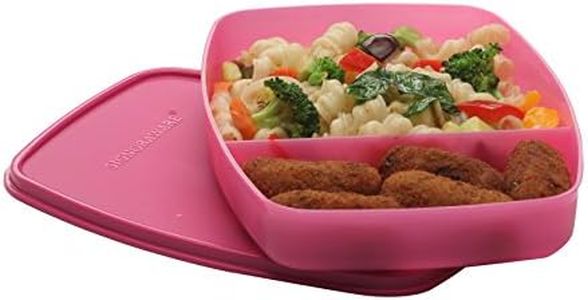 Signoraware Slim Compartment Lunch Box, Bpa Free Plastic, Microwave Safe Food Grade Tiffin Boxes for Office School, Leak Proof Air Tight Compact Dabba (610ml, Square, Pink, 2 Section Storage)