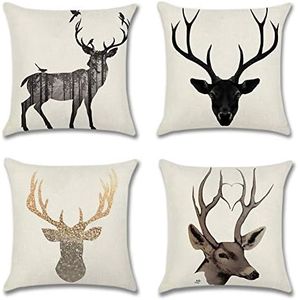 Artscope Federe per Cuscini Divano, Poliestere Biancheria Gettare Decorativo Caso Federa Cuscino Divano Auto Home Decor 45 x 45 cm, Set di 4 (Alce)