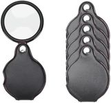 TEOYALL 10X Small Magnifying Glass, 6 PCS Mini Pocket Magnifier Folding Magnify Glass with Rotating Protective Holster