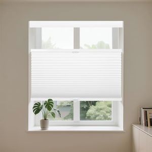 Allesin Top Down Bottom Up Cellular Shades, Blackout Shades Noise Reduction, Honeycomb Blinds Cordless Room Darkening for Bedroom Office, Blackout (White, W33 x H64)