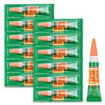 12 x 3g Super Glue Strong Adhesive, Fast Drying SuperGlue Liquid Cyanoacrylate Glue Flexible Precise for Plastic, Crafts, Ceramic, Wood, Metal, Bead Jewelry Making Leather Repairs (Single Use Tube)